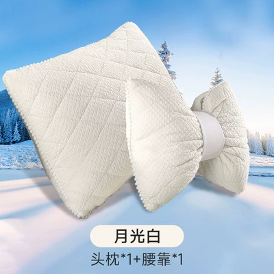 Multi-function pad: plush cushion 12V24V universal - moonlight-white-1-headrest-1-pillow