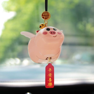 add-on car rearview mirror pendant — Car hanging - plastic-pendant-piggy-ping-an-joy