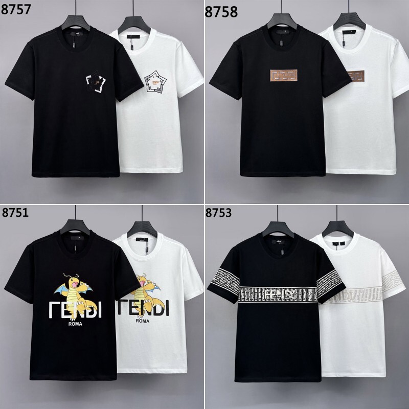 FD Collection Micro Wide Edition Loose Embroidered Letter Short-sleeved T-shirt 240g Cotton Crewneck T Men's Short-sleeved Top Cross-border T
