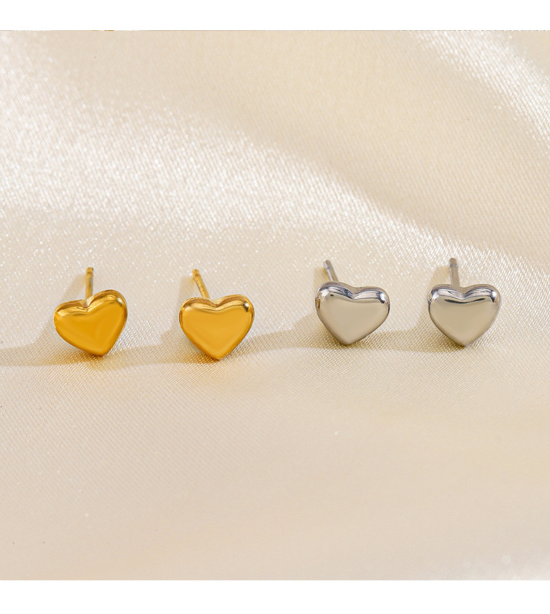 1 Pair Casual Simple Style Heart Shape Plating 304 Stainless Steel 18K Gold Plated Ear Studs display picture 2