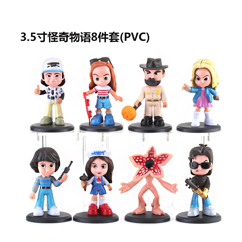 手办跨境新品3.5寸怪奇物语8款手办史蒂夫食人花公仔模型摆件批发