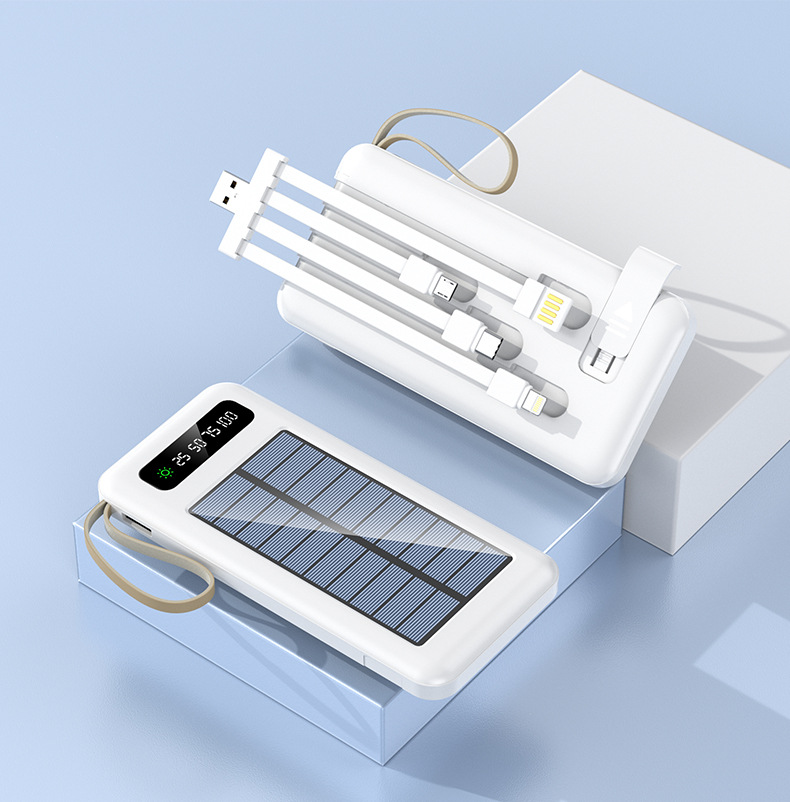 Sınır ötesi toptan satış açık hava güneş enerjili powerbank büyük kapasiteli 20000 mAh kompakt mobil güç kaynağı dahili kablolu