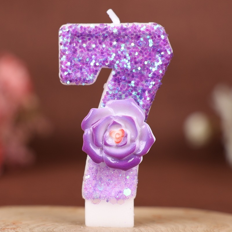 紫色の花デジタル誕生日キャンドルケーキデコレーションパーティー Xiyin クロスボーダー temu 手作りデジタルキャンドル 0-9|undefined