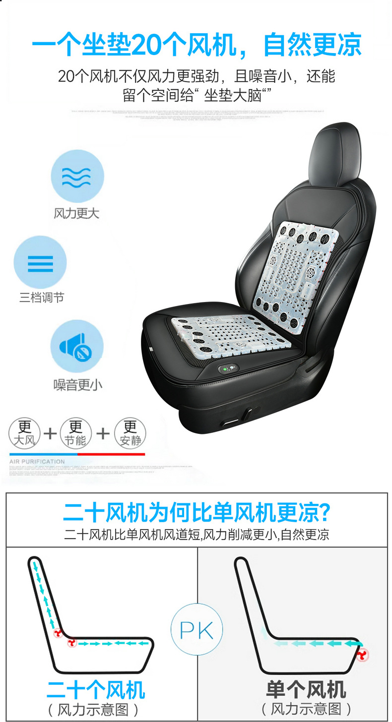 Cross-Border Amazon Car Ventilated Seat Cushion Refrigeration Massage Seat Cushion Summer Blowing Breathable Cooling Cooling Pad Dropshipping