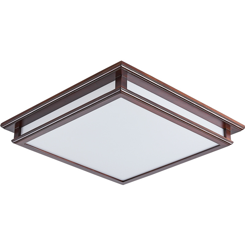 Madera sólida nueva china sala de estar rectangular luz de techo atmósfera moderna china color nuez lámpara de dormitorio 667L
