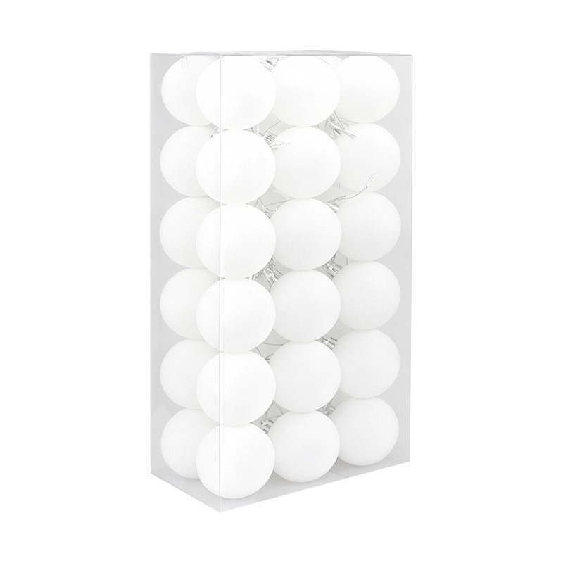 Fábrica tienda de bolas de Navidad 7CM / 20pcs caja flocado bolas de Navidad colgante de bolas de plástico en stock atmósfera de vacaciones