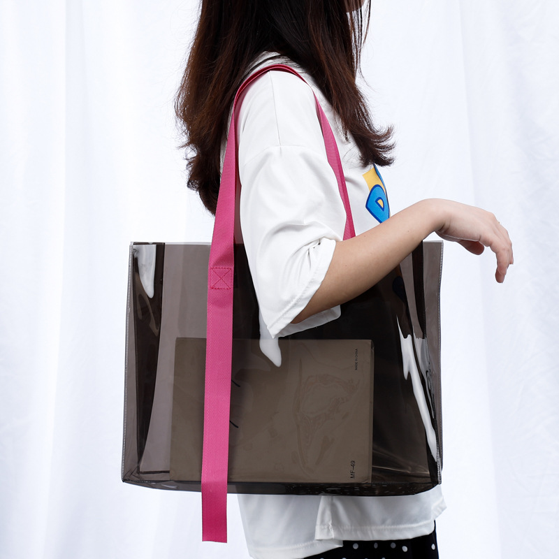 厂家现货PVC手提袋立体大容量加厚透明购物袋服装手提塑料包装袋