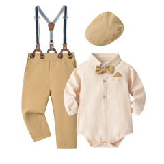 赤ちゃんの春秋の新型の満1歳のドレスの男の子の紳士服のスーツのスーツの子供の小さいスーツの赤ちゃんは周の服をつかみます。
