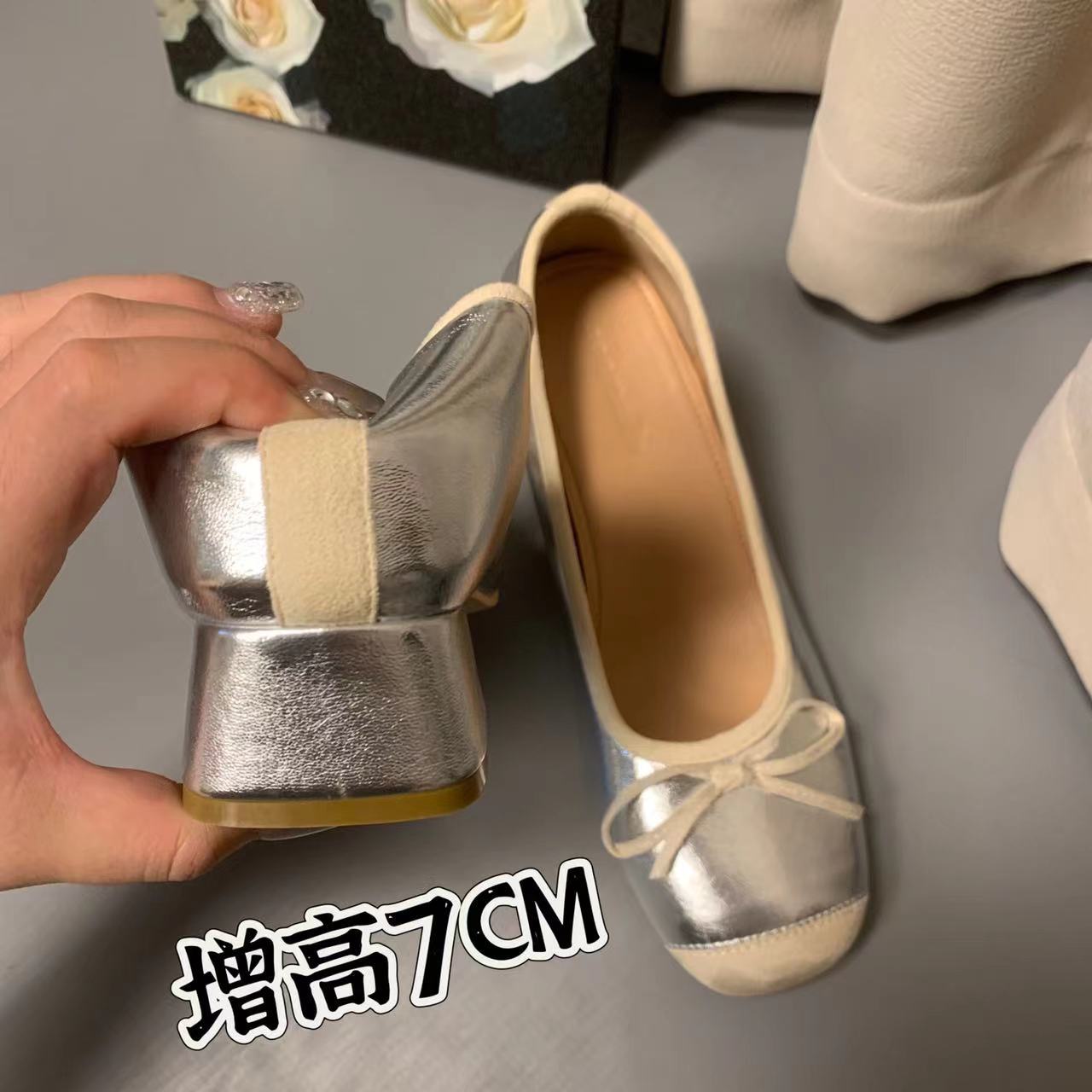 Inner Height Increase and Outer Heel 7cm Ballet Shoes Women's Outer Wear Small Gospel Fashion All-match Mary Jane Shoes