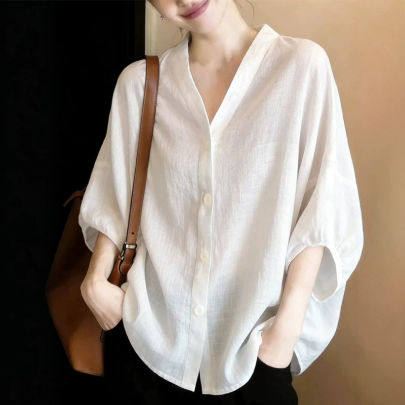 Niche Minimalist Style White Linen Sun-Protective Top 2026 Summer New Model High-End Stylish Exquisite Loose Shirt