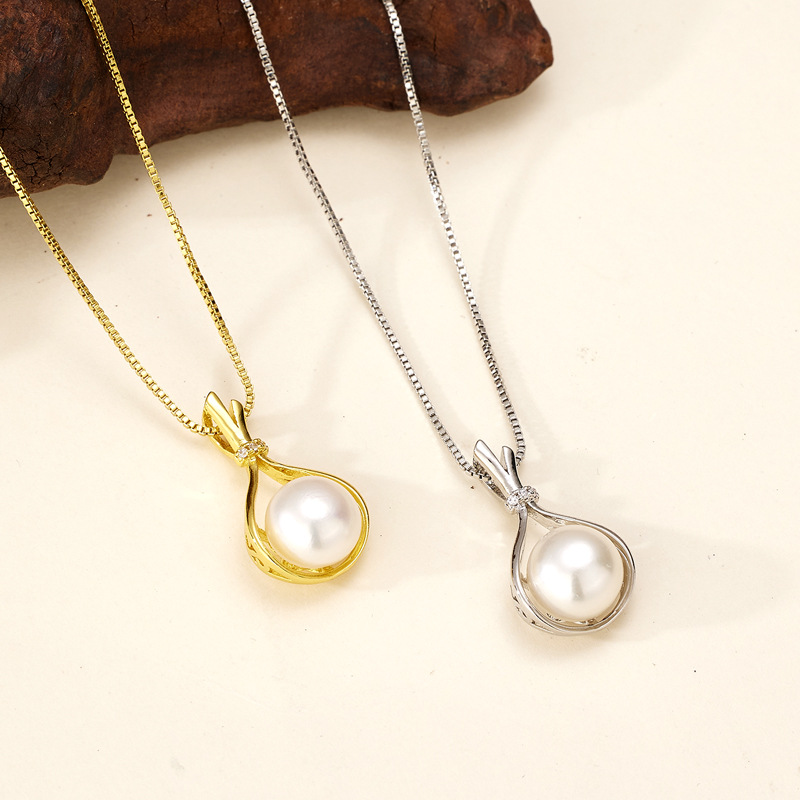 Natural freshwater pearl bag pendant women's fashion new simple micro inlaid zircon pendant DIY jewelry accessories wholesale