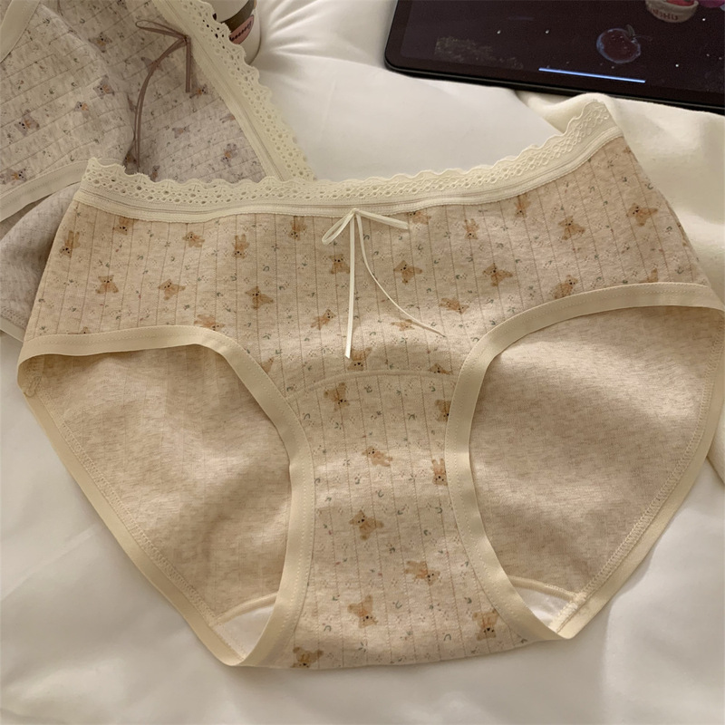 I draw stars on the calendar [sweetheart bear] cute cartoon girls underwear ladies cotton 10A