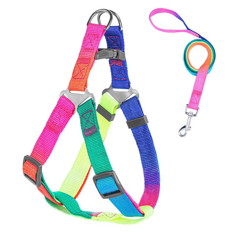 Suministros para mascotas perro colorido cuerda de tracción correa para el pecho perro cuerda para caminar mascota pequeña y mediana cuerda correa para el pecho al por mayor