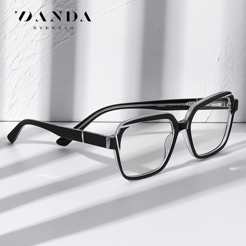 2023 nueva placa gafas marco moda marco grande gafas lisas placa tallada diseño PS8820 gafas de pierna elástica