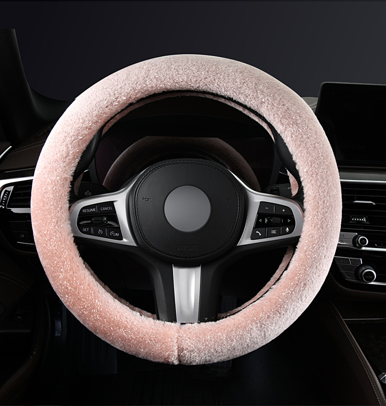 Steering wheel cover car handle cover starry sky winter mink plush warm winter armrest box cushion car seat rear seat