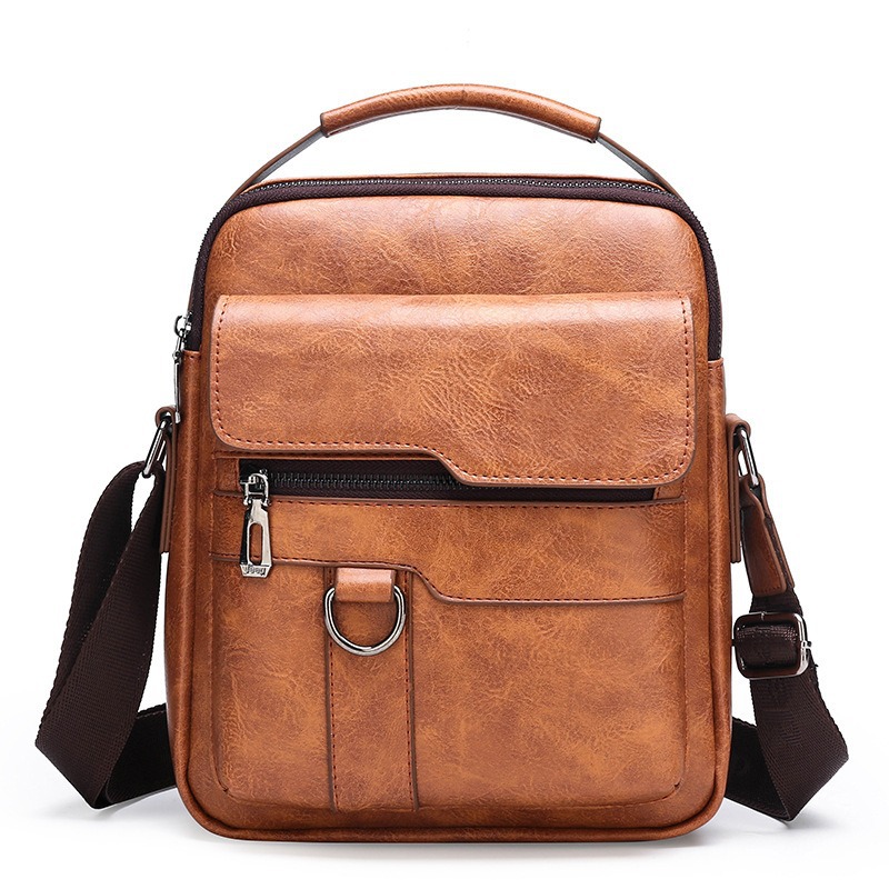 Bolso de hombro para hombre de nuevo estilo Bolso de mensajero vertical casual de negocios Bolso de cuero suave PU Bolso cuadrado pequeño Mochila de viaje