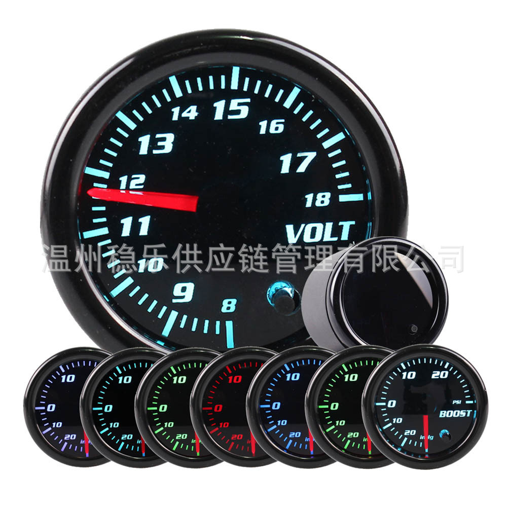 2inch Modified Colorful Digital Instrument Panel: Water Temperature, Oil Temperature, Voltage, Oil Pressure, Rpm, Vacuum, Turbine Exhaust Temperature, Fuel Pressure Gauge
