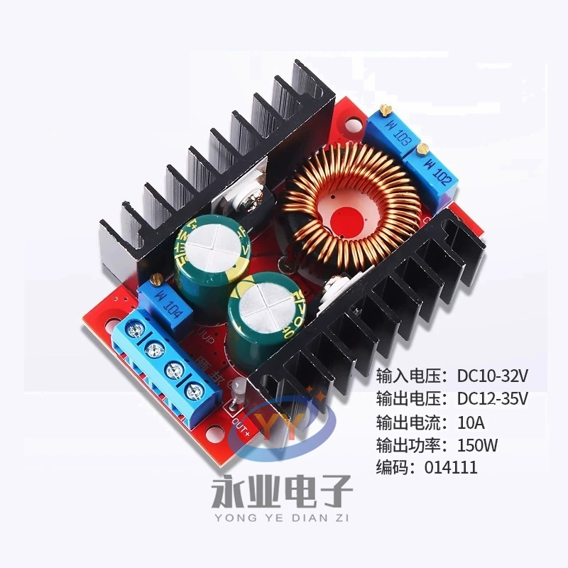Регулируемый повышающий модуль постоянного тока 150W10A, плата источника питания постоянного тока с постоянным напряжением и постоянным током от 10-32 В до 12-35 В постоянного тока