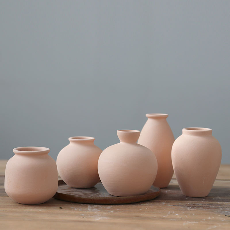 Vasos de cerámica simple, flores secas al aire nórdicas, flores secas al aire, pinturas de color bajo esmalte cerámico, productos semiacabados de bricolaje.