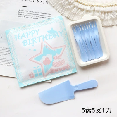 40 sets of pulp trays, disposable knife and fork trays, tableware, birthday cake trays, party, plastic set