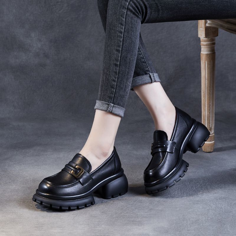 Internet éxito británico ligero zapatos de cuero 2024 otoño nuevos zapatos de Lefour zapatos de mujer suela gruesa retrógrada zapatos Mary Jane