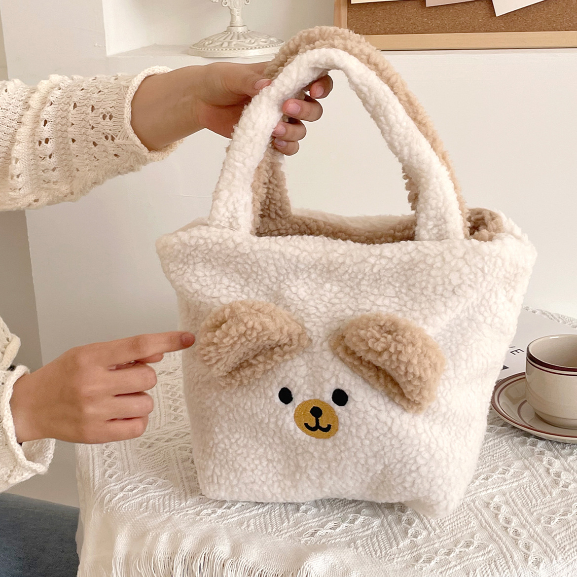 Amazon suministro transfronterizo/Oso de peluche bolso de doble uso del bolso de invierno de lana de cordero bolso de la momia