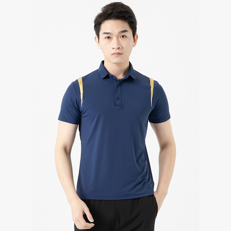 Camiseta de solapa de alta gama con costuras para hombre, ropa de polo, deportes de seda de hielo de golf, camisa de polo de manga corta de secado rápido, personalizada