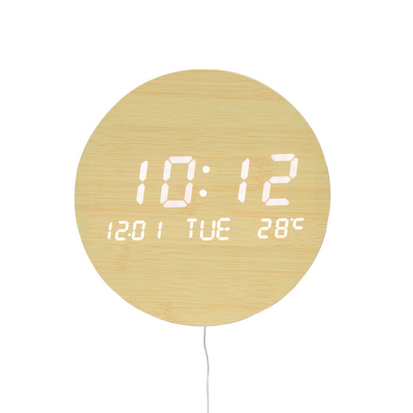 Factory wholesale creative LED wooden round clock fashion electronic…