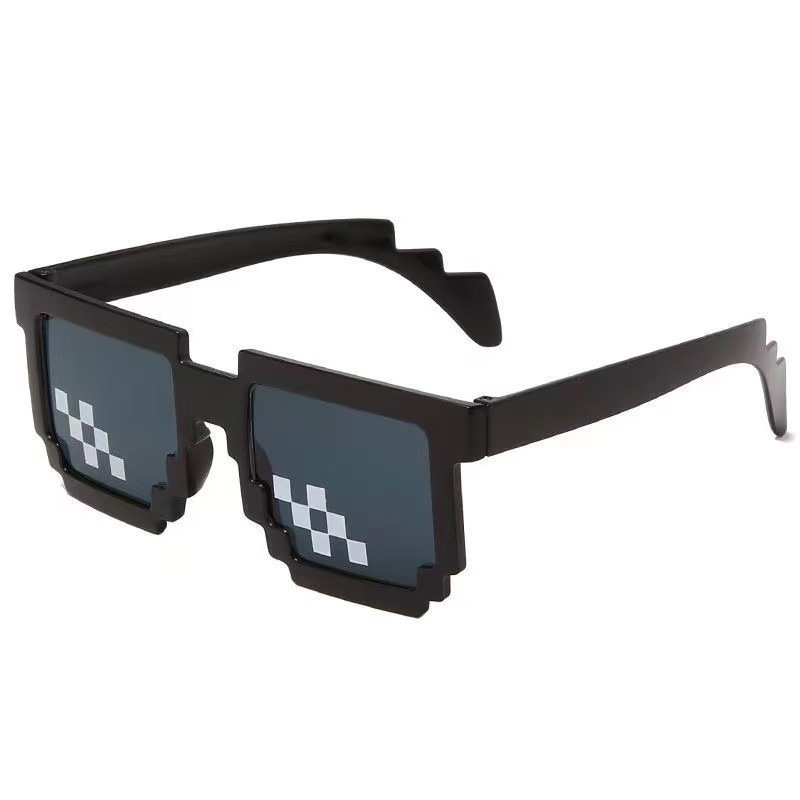 Mosaico gafas gafas de sol bidimensionales chatter personalidad gafas de sol de píxeles de fiesta reticular gafas de viento de píxeles rojos