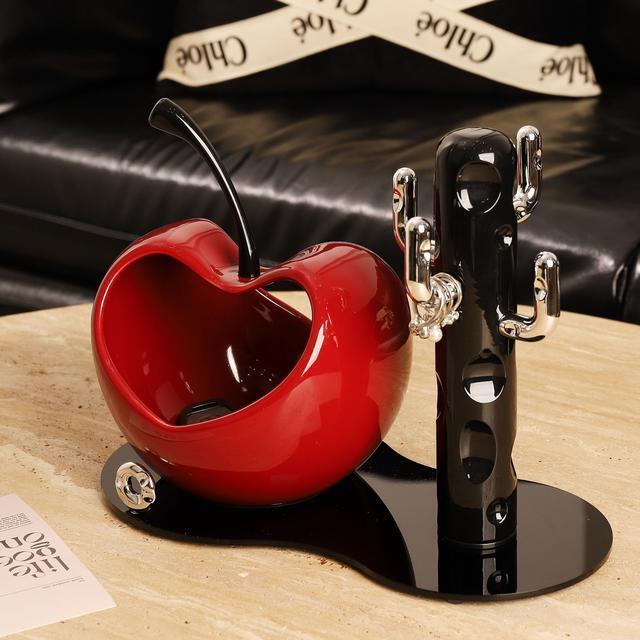 Heart-shaped Apple Key Storage Ornament for Entryway, Home Living Room Tray Decoration, Housewarming Gift