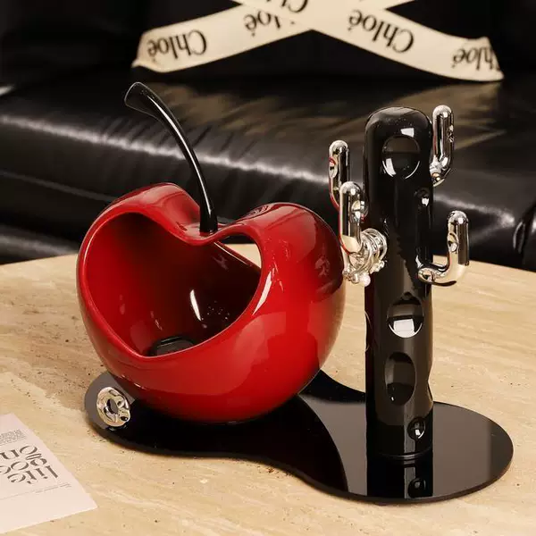 Heart-shaped Apple Key Storage Ornament for Entryway, Home Living Room Tray Decoration, Housewarming Gift