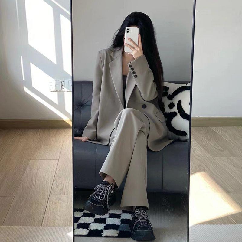 时尚休闲西装外套女装2025春秋新款韩版宽松显瘦两件套西服套装|undefined