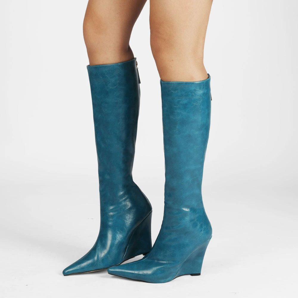 2021 весна и осень Внешняя торговля Трансграничные высокие сапоги на танкетке Женская обувь Женские сапоги больших размеров до колена Amazon