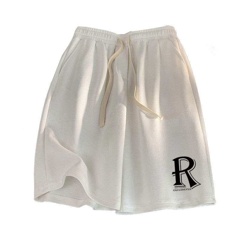 Venta directa de fábrica waffle shorts hombres de verano de moda de alta calle hip hop deportes pantalones americanos retro pantalones cortos sueltos
