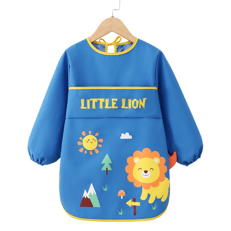 Pintura infantil mono bebé comiendo babero sin mangas impermeable reverso vestir pintura arte kindergarten manga larga babero