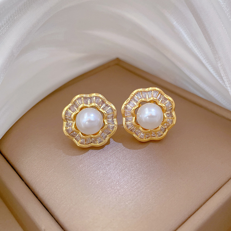 【 Titanium Steel 】 Necklace and earring set, light luxury and heavy industry, full of pearls and diamonds, personalized and elegant banquet earrings and necklaces pic 8