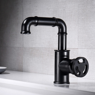 Hot and cold bathroom basin faucet household bathroom washbasin wash basin all copper industrial wind faucet