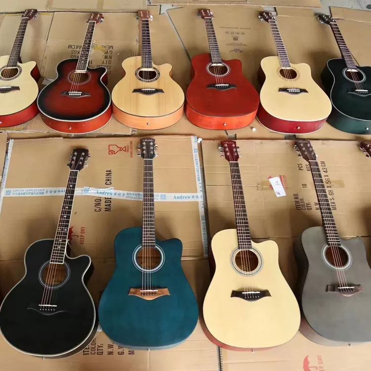 厂家直销初学者38寸吉他41寸民谣吉他瑕疵琴练习木吉他不影响使用