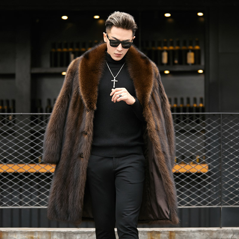 American mink imitation fur coat men's imitation mink men's mink leisure business fur long mink velvet fur warm