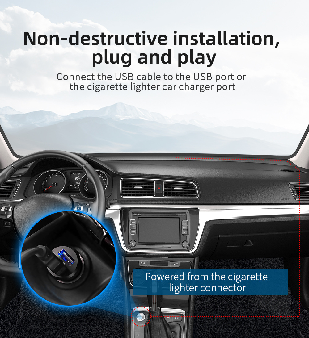 GPS car HUD head-up display with speed and over-speed warning, switchable between metric and imperial units, universal for all vehicles, G22
