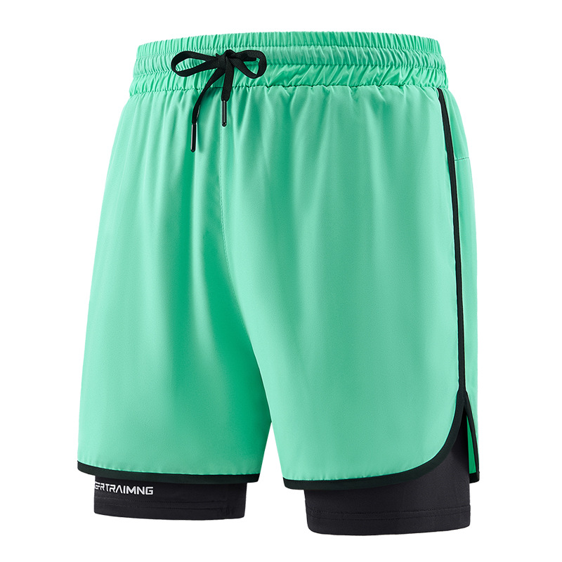 Pantalones cortos deportivos de secado rápido para hombres de verano pista y campo maratón correr pantalones de acondicionamiento físico falsos dos pantalones de entrenamiento de luz