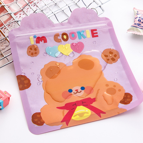 Cute cartoon snack bag ziplock bag food packaging bag snack biscuits candy packaging bag exquisite sealing bag