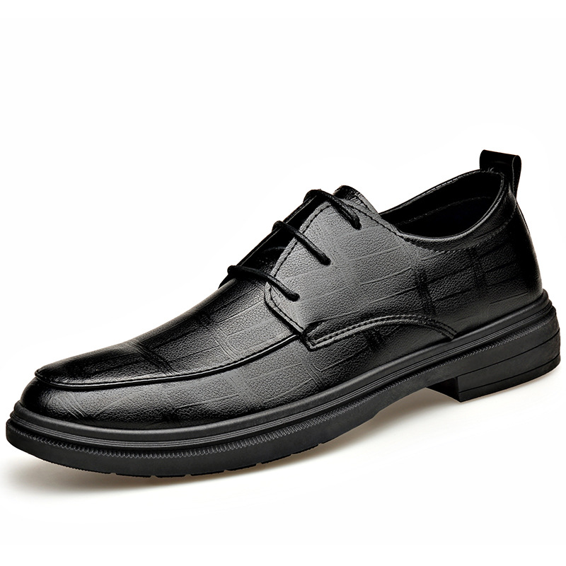 Zapatos de cuero para hombres de cuatro estaciones de negocios correa de viaje casual negro aumento de casamiento zapatos de novio zapatos para hombres