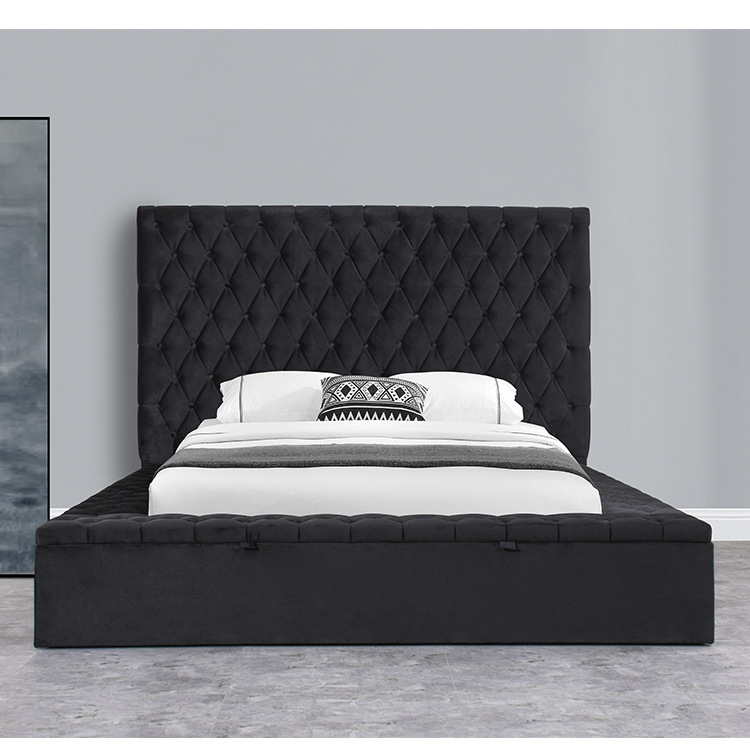 Foreign trade Factory light luxury Dutch velvet storage bed large size large bedside bedroom bed