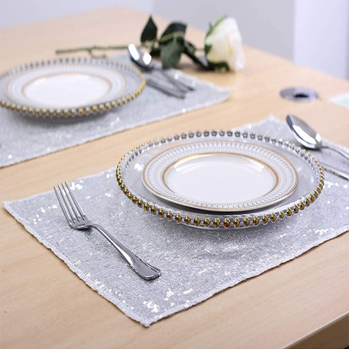 Amazon Shimmer Embroidered Solid Color Tablecloth European Polyester Tablecloth Hotel Restaurant Western Tablecloth Manufacturer Wholesale