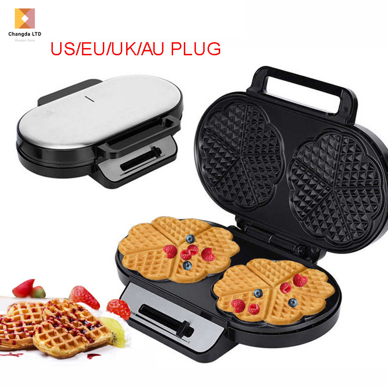 华夫饼机双盘爱心电饼铛定时调温双面烤盘鸡蛋仔蛋卷早餐机煎饼锅