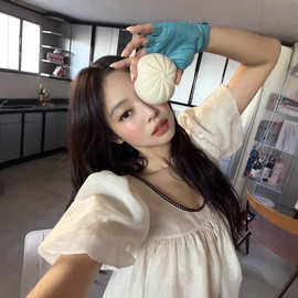 2026春夏新款jennie同款初恋小白裙娃娃连衣裙甜美可爱泡泡袖短裙