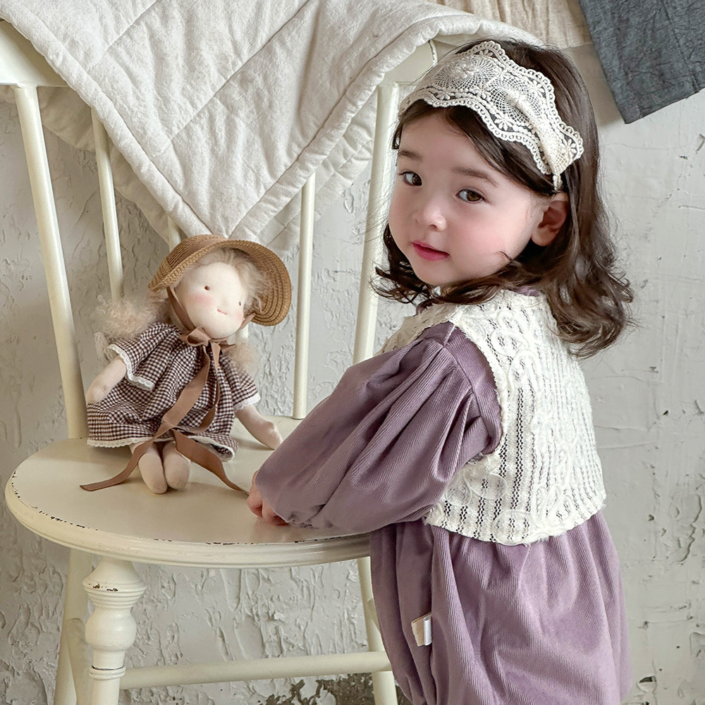 Ropa de bebé de una pieza de primavera y otoño, lindo estilo occidental, traje de salida, traje de escalada, estilo princesa francesa, abrigo de bebé femenino