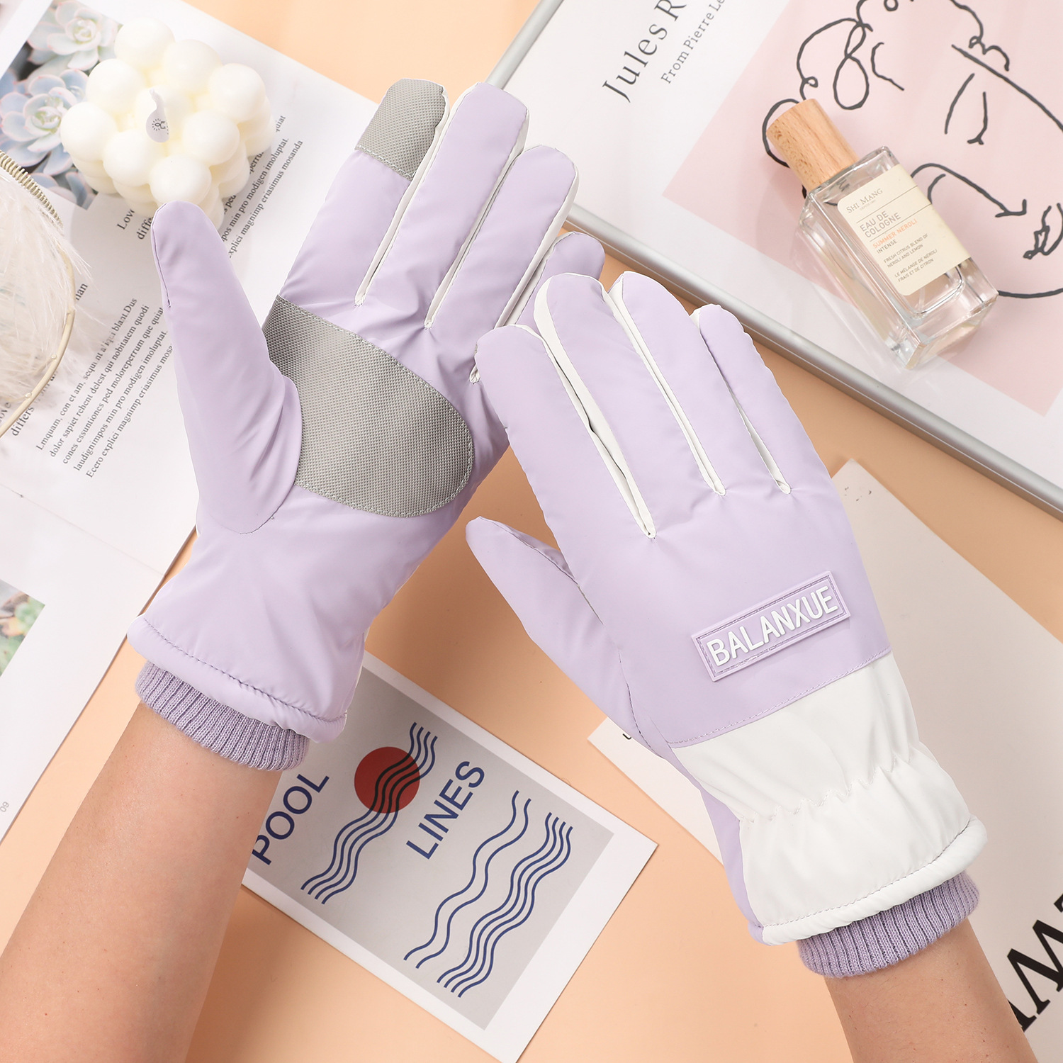 Guantes cálidos para mujer invierno más terciopelo a prueba de viento, impermeable, antideslizante, ciclismo al aire libre, ciclismo, guantes de pantalla táctil a prueba de frío