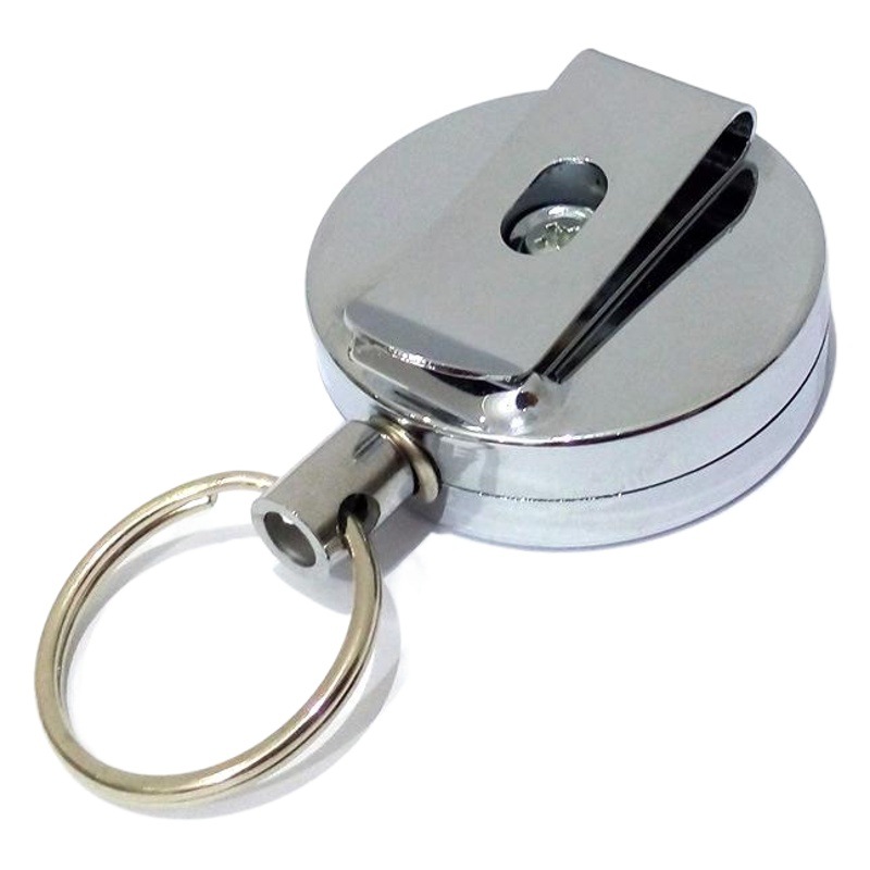 Venta al por mayor todo metal alambre de acero nylon fácil-Tire llavero fácil-Tire antirrobo anti-perdido llavero retráctil